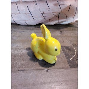 vintage Ceramic yellow bunny rabbit Decor figure polka